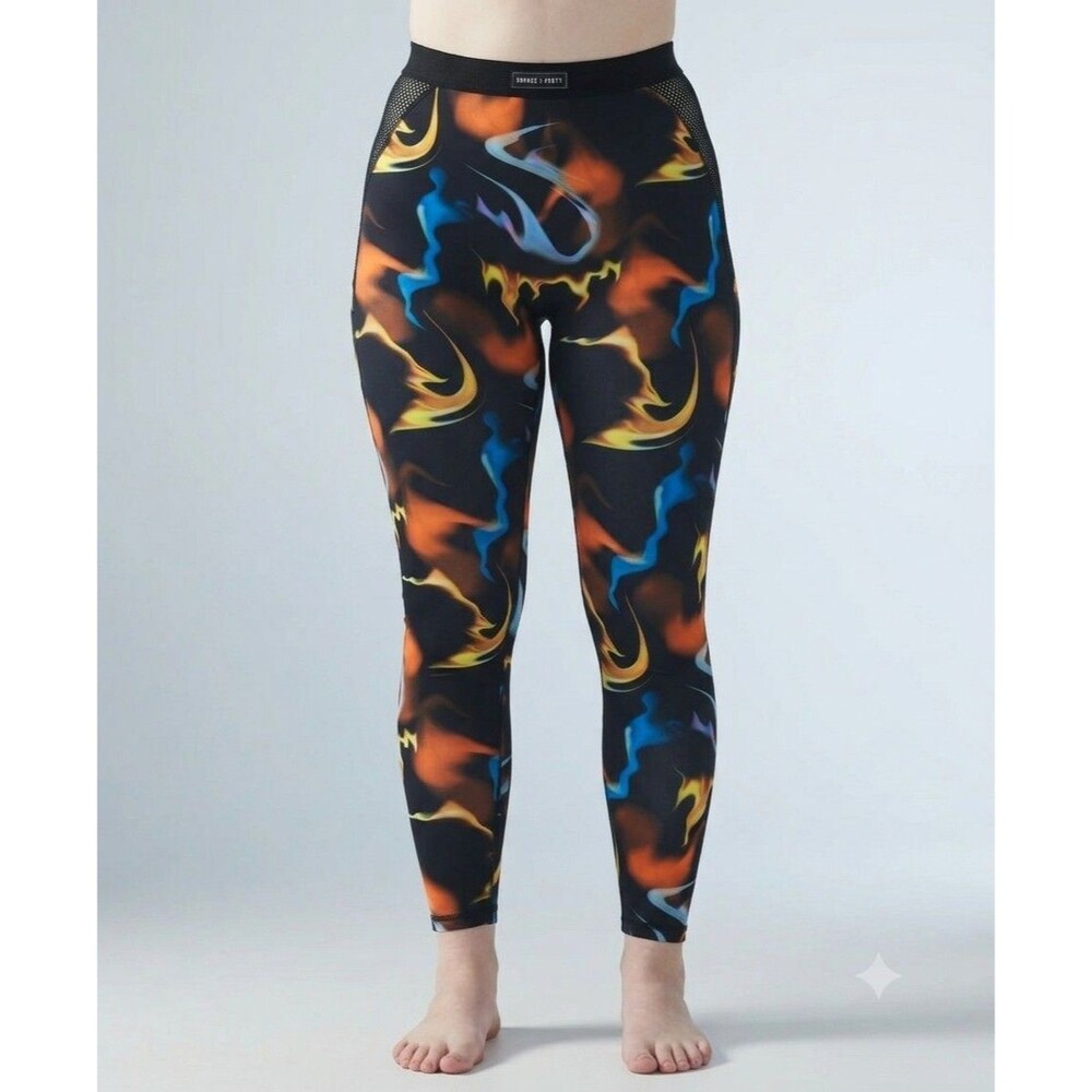 Savageā X Fenty Flame Print Leggings Mesh Panel Activewear Multicolor No Tag